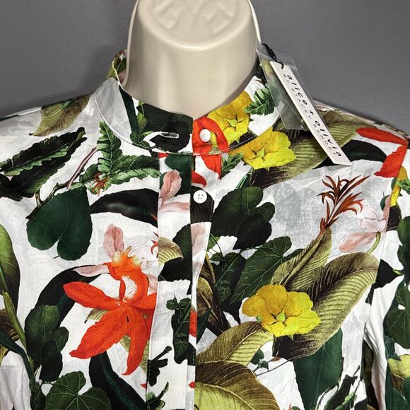 NWT Alice + Olivia Cailin Size XS Button Front Mini Dress in Tropical Sunrise - Picture 10 of 15